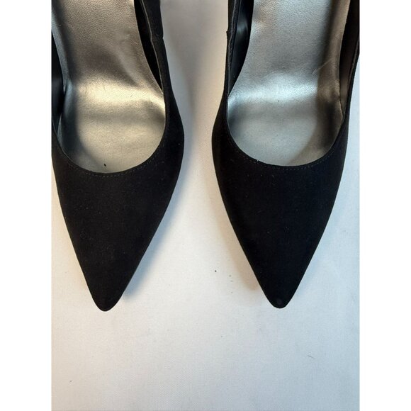 Nine West Paulee Pumps Women Size 8.5M Black Leathe Croc Pointed Toe Block Heel - Picture 4 of 13